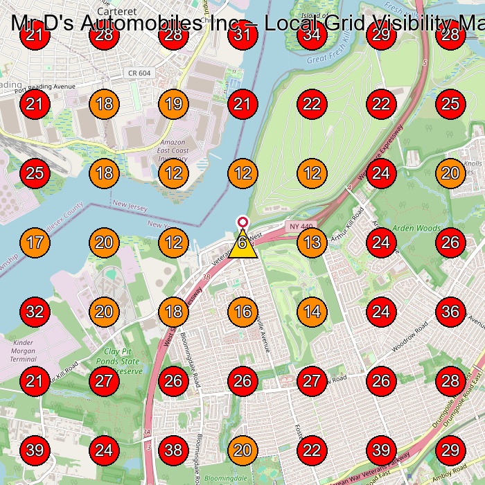 Mr D's Automobiles Inc GeoGrid visibility map for Vendeur De Voitures D'Occasion in Carteret